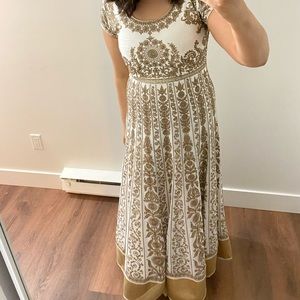 White & Gold Indian Suit - Anarkali